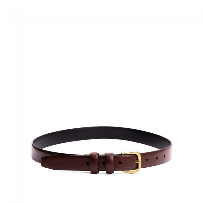 Portland Slim Double Loop Leather Belt - Pecan