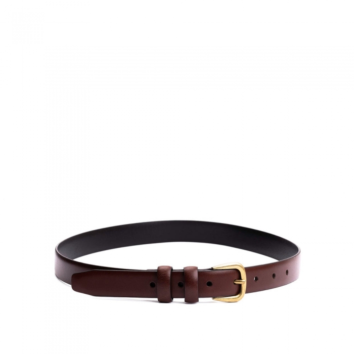 Portland Slim Double Loop Leather Belt - Pecan