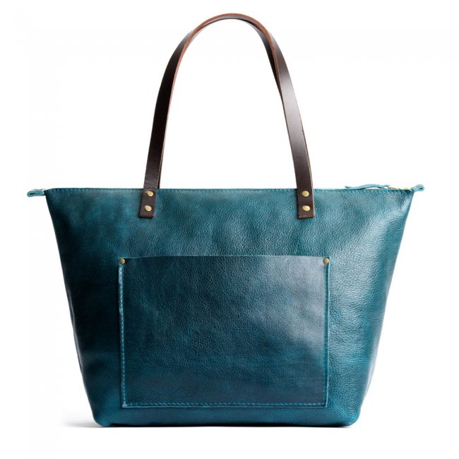 Portland Leather Tote Bag - Lagoon