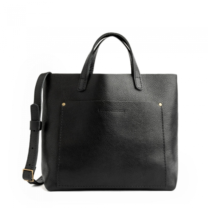 Portland Medium Crossbody Tote - Pebbled black