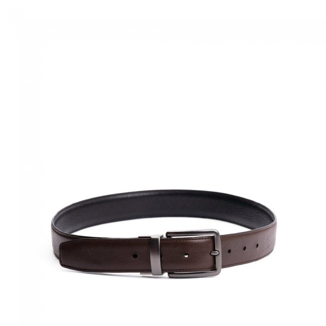 Portland Italian Reversible Leather Belt - Brown Black