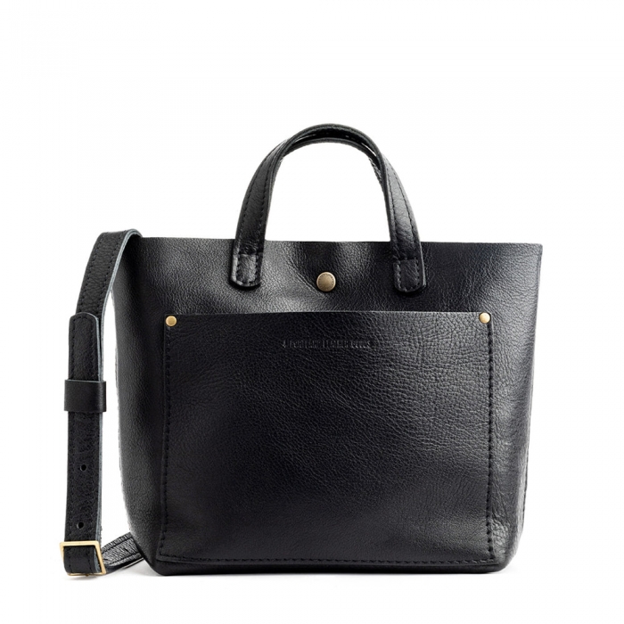 Portland Mini Crossbody Tote - Pebbled black