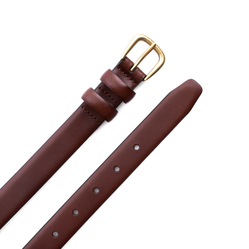 Portland Slim Double Loop Leather Belt - Pecan