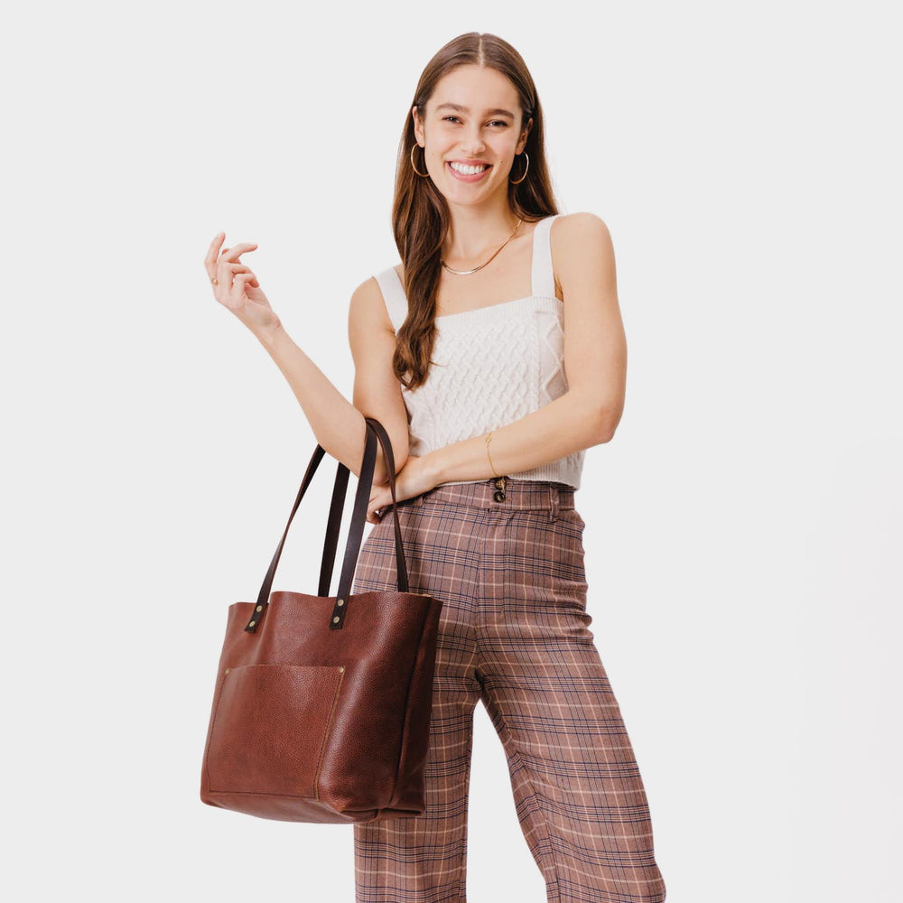 Portland Leather Tote Bag - Nutmeg