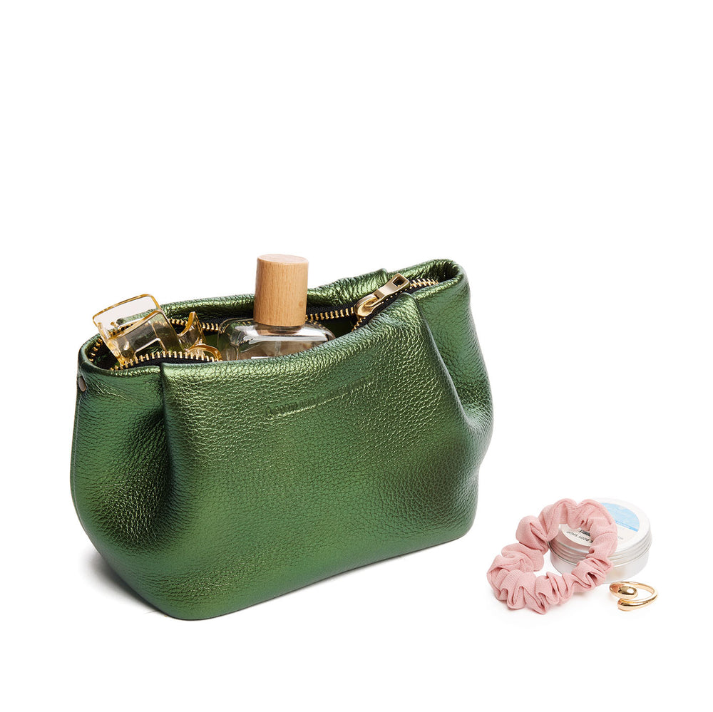 Portland Trevi Zipper Pouch - Metallic Greench