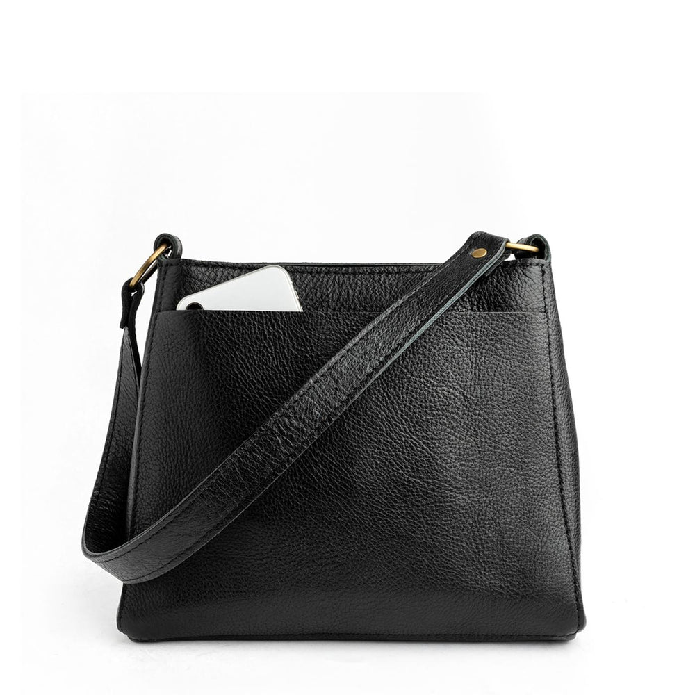 Portland Triangle Shoulder Bag - Pebbled black
