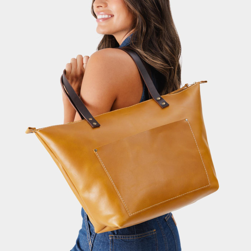 Portland Leather Tote Bag - Mango