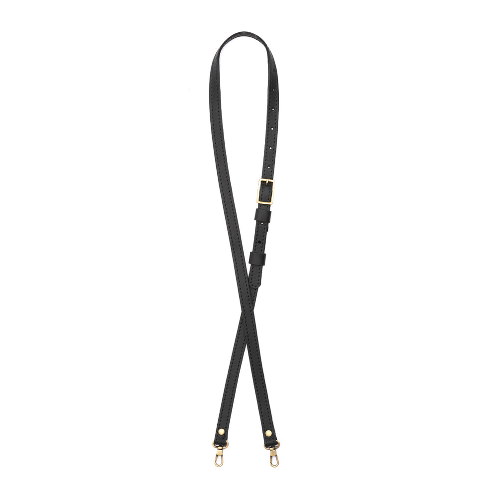 Portland Small Leather Crossbody Strap - Black