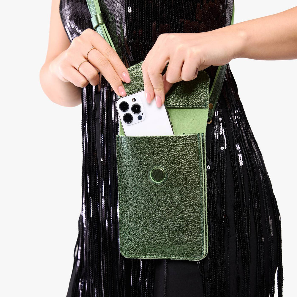Portland Parker Phone Bag - Metallic Greench