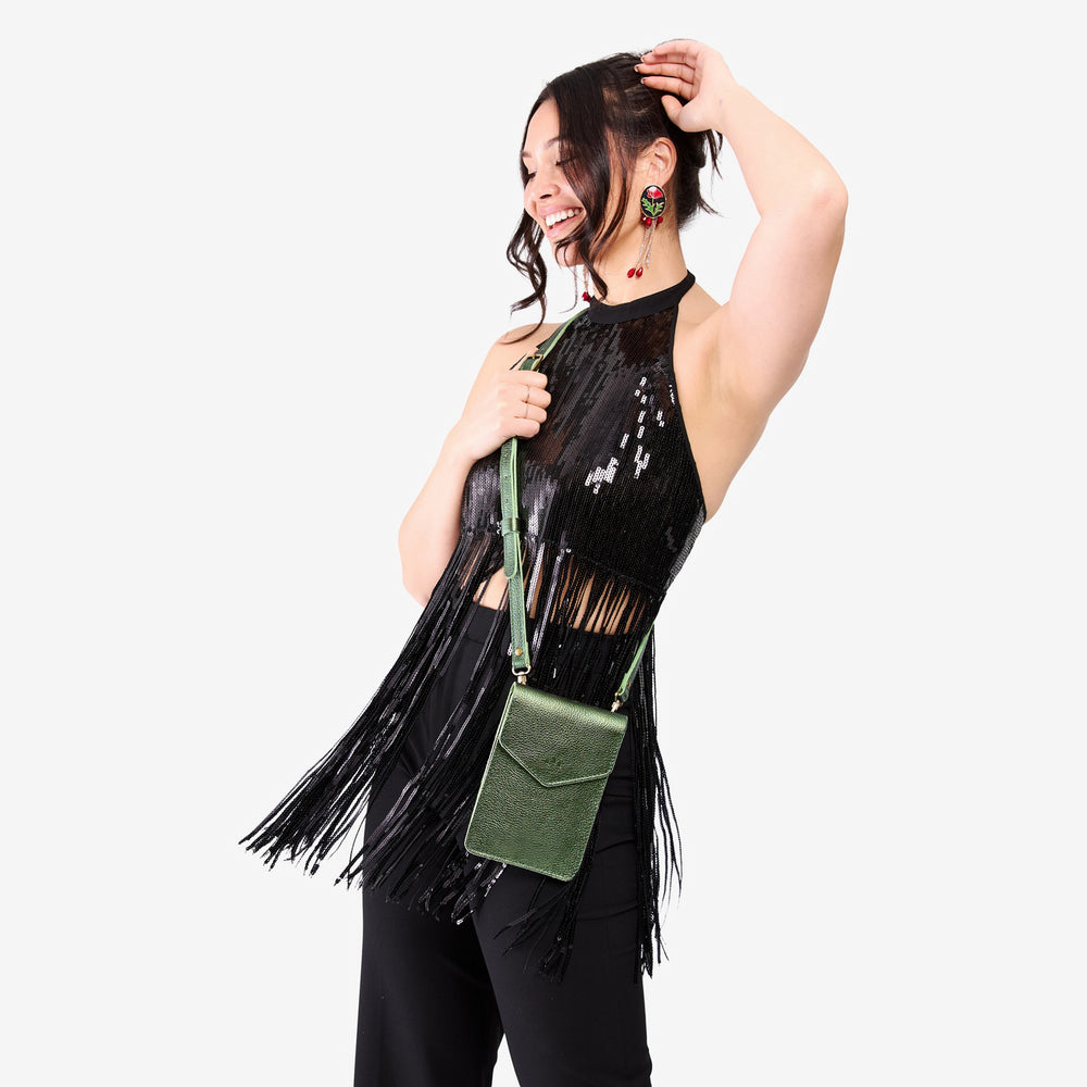 Portland Parker Phone Bag - Metallic Greench