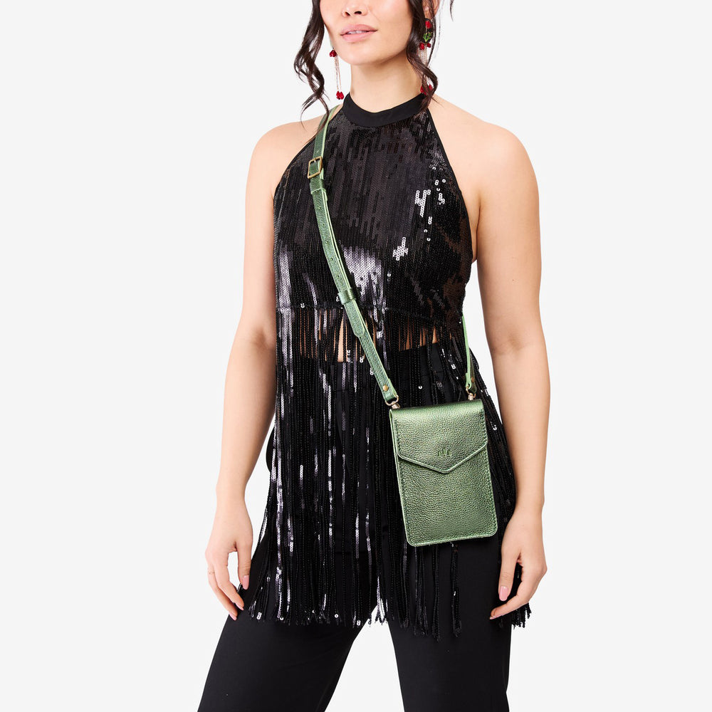 Portland Parker Phone Bag - Metallic Greench