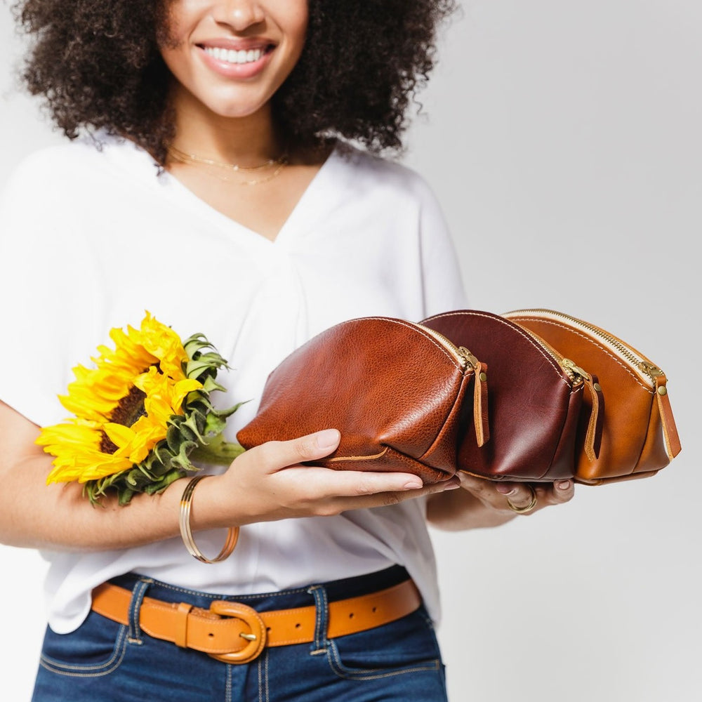 Portland Eclipse Makeup Bag - Cognac