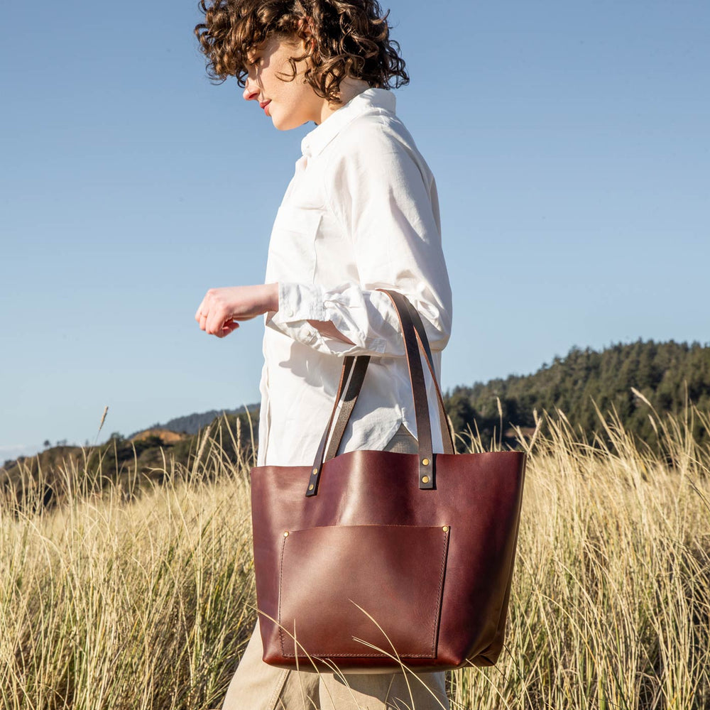 Portland Leather Tote Bag - Cognac