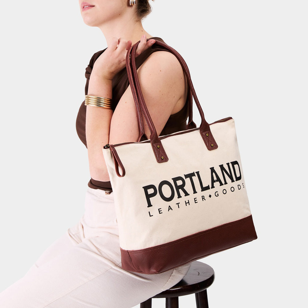 Portland Signature Canvas Tote Bag - Bone
