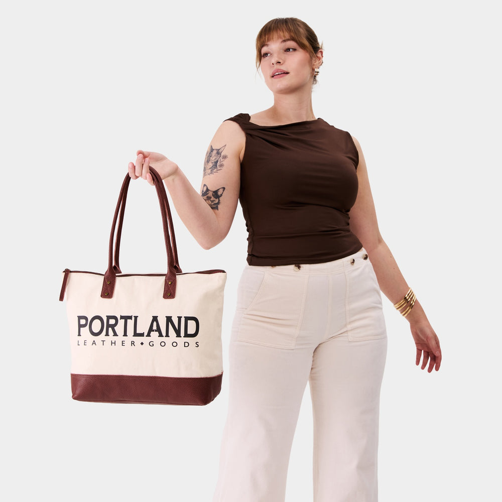 Portland Signature Canvas Tote Bag - Bone