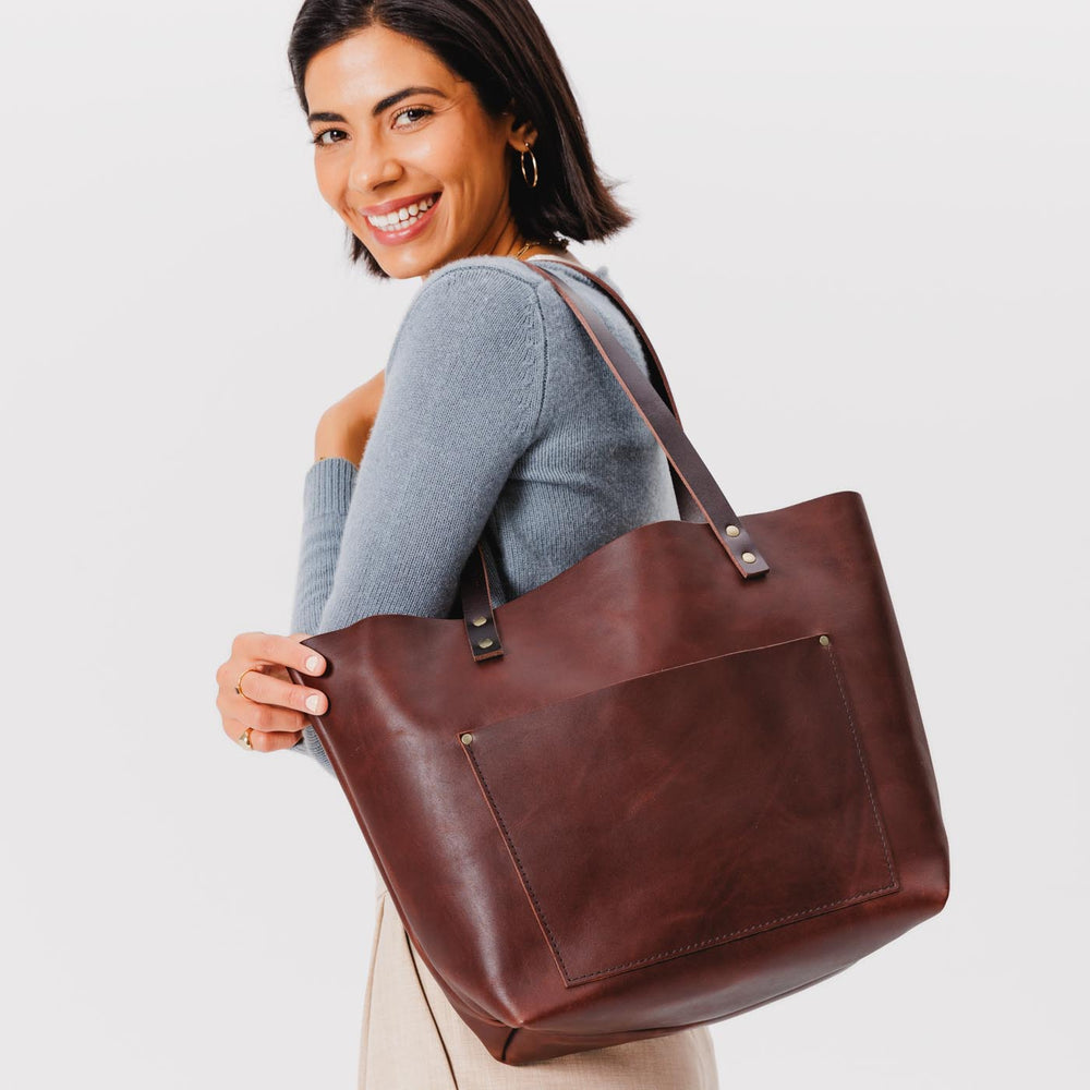 Portland Leather Tote Bag - Cognac