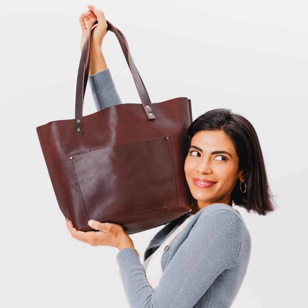 Portland Leather Tote Bag - Cognac