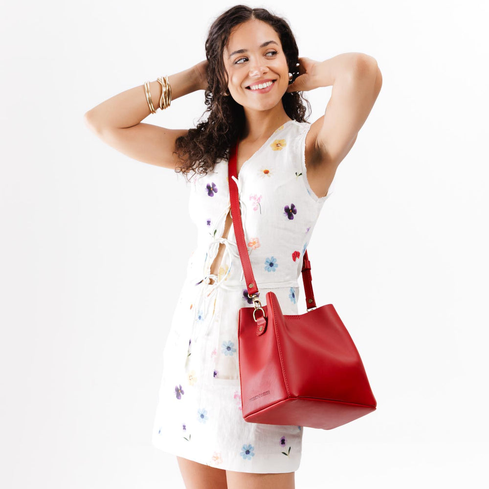 Portland Butterfly Bucket Bag - Ruby