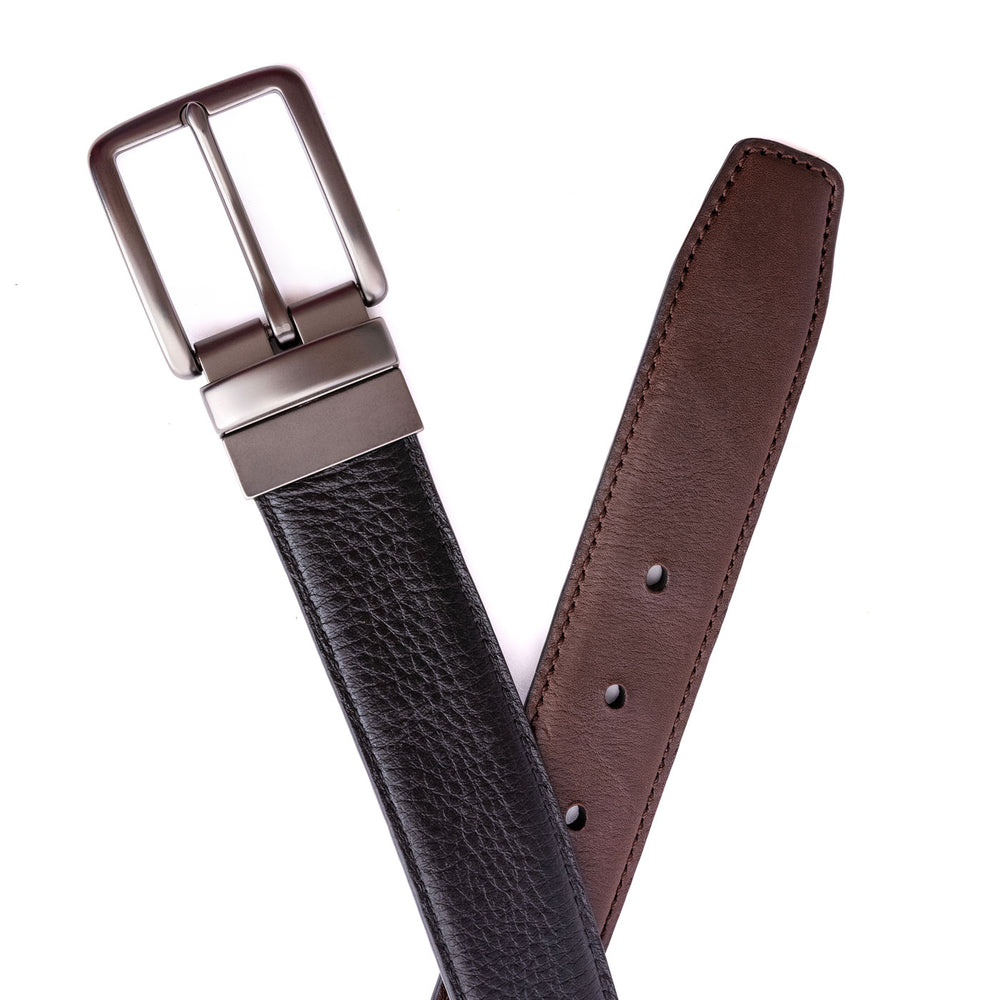 Portland Italian Reversible Leather Belt - Brown Black