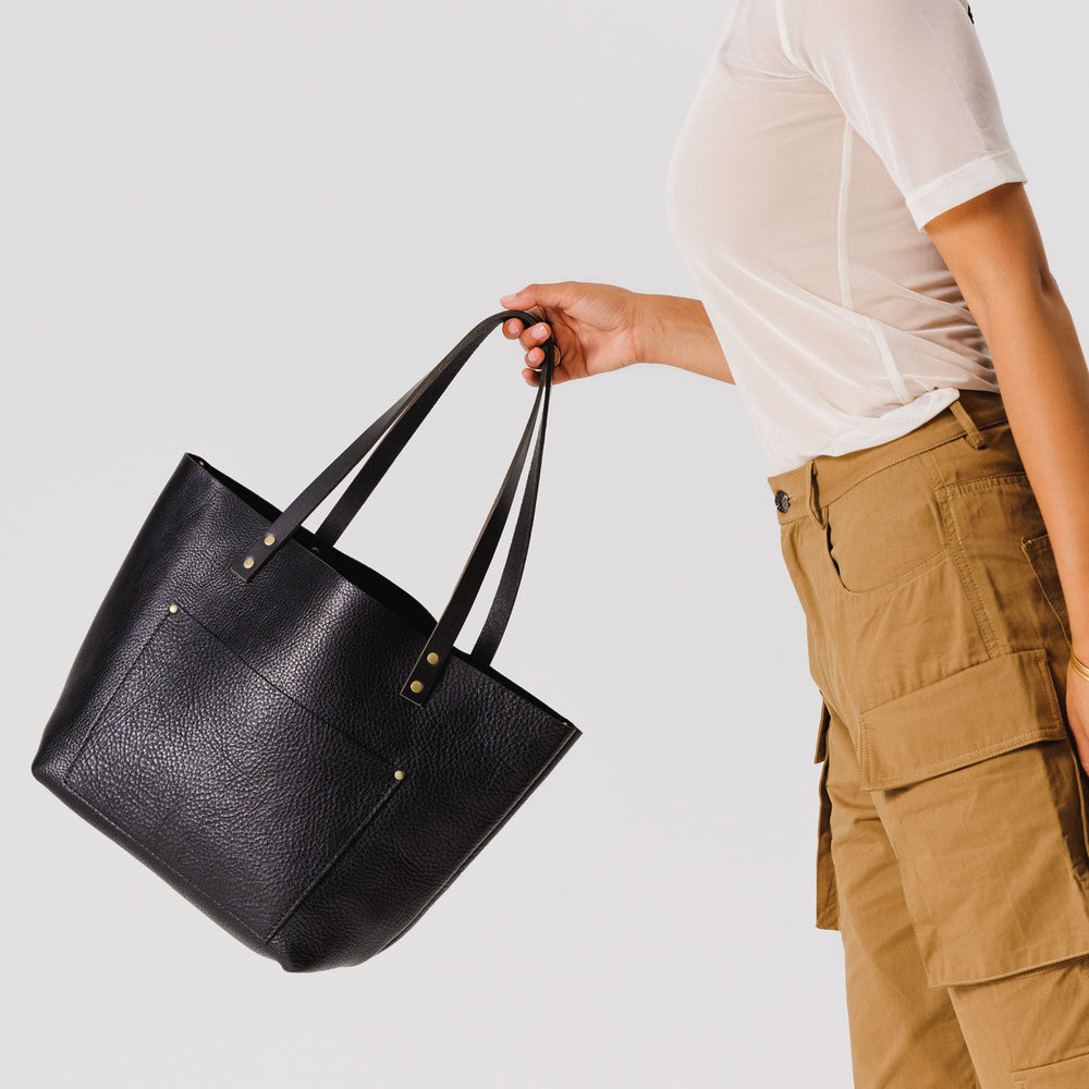 Portland Leather Tote Bag - Pebbled black