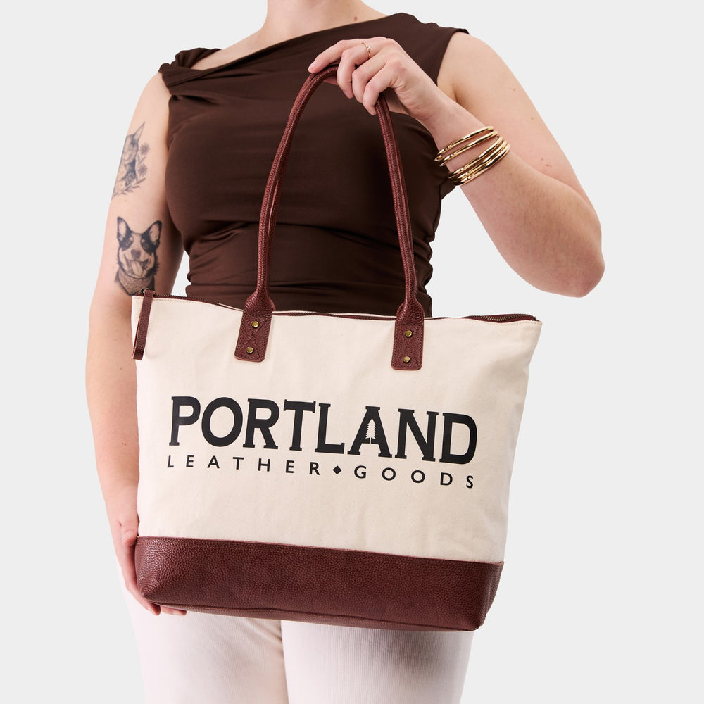 Portland Signature Canvas Tote Bag - Bone