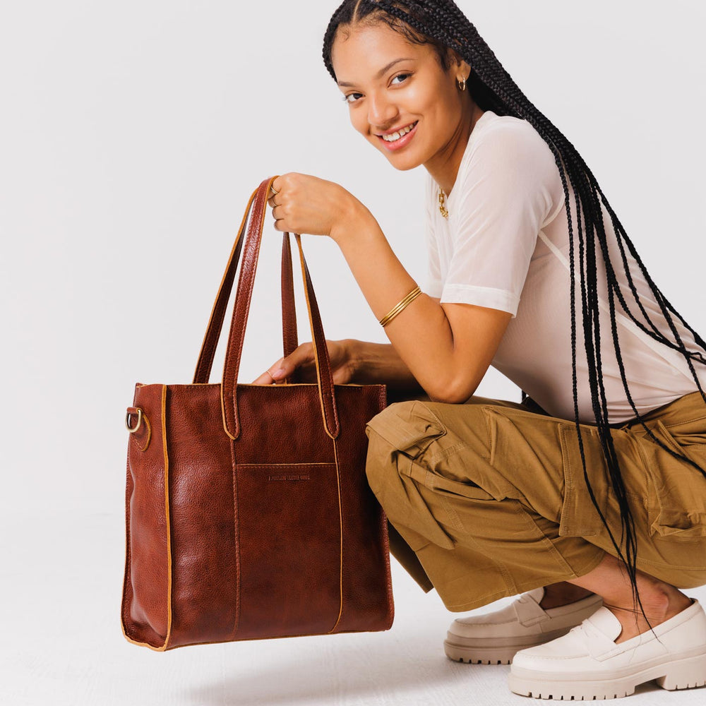 Portland Large Lola Zipper Crossbody Tote - Nutmeg