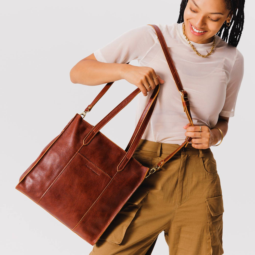 Portland Large Lola Zipper Crossbody Tote - Nutmeg