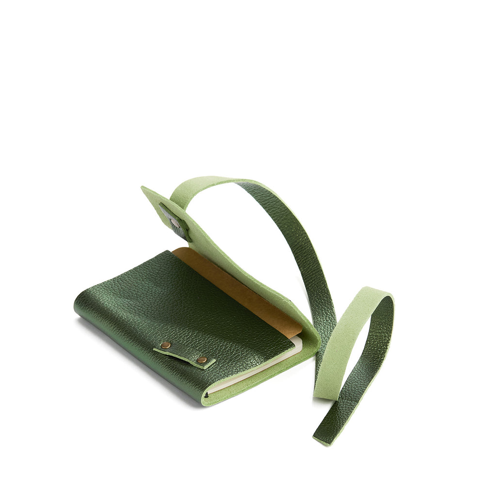 Portland Leather Wrap Journal - Metallic Greench