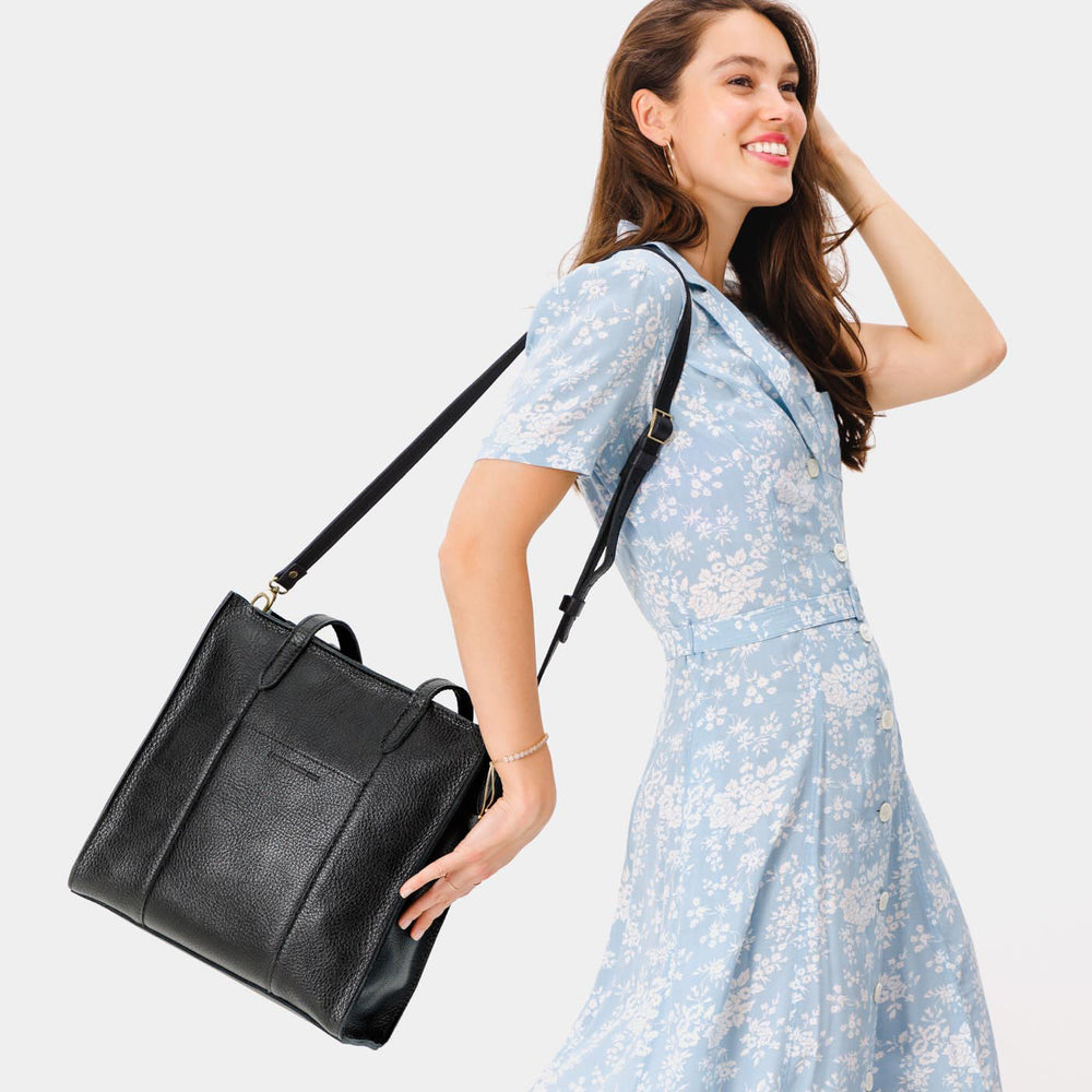 Portland Large Lola Zipper Crossbody Tote - Pebbled black