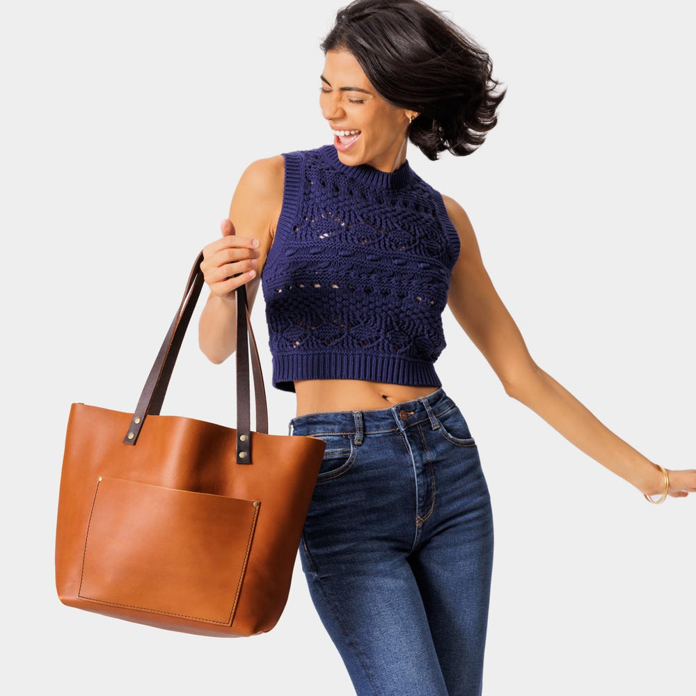 Portland Leather Tote Bag - Honey