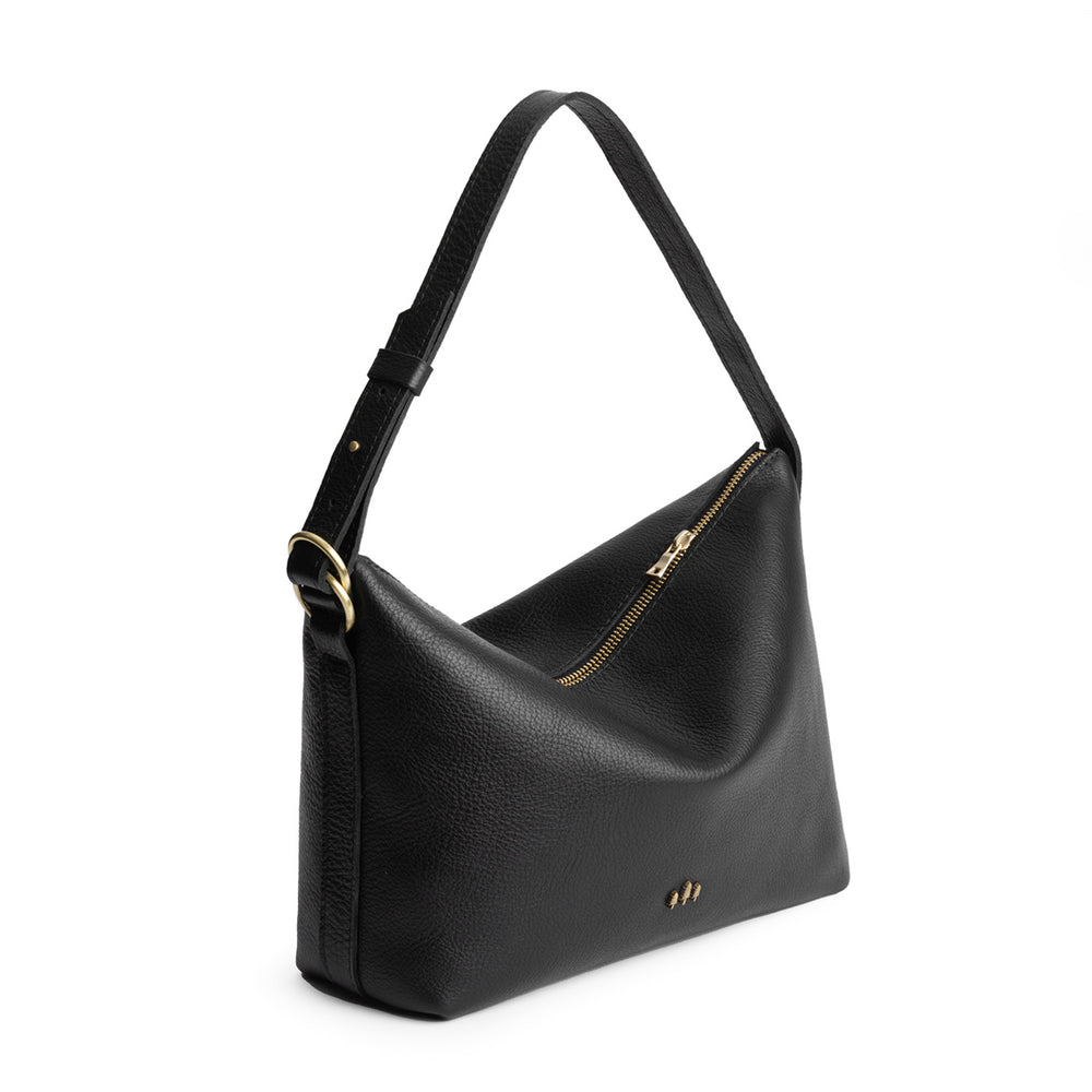 Portland Slouchy Shoulder Bag - Pebbled black