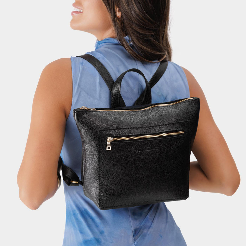 Portland Tote Backpack - Pebbled black