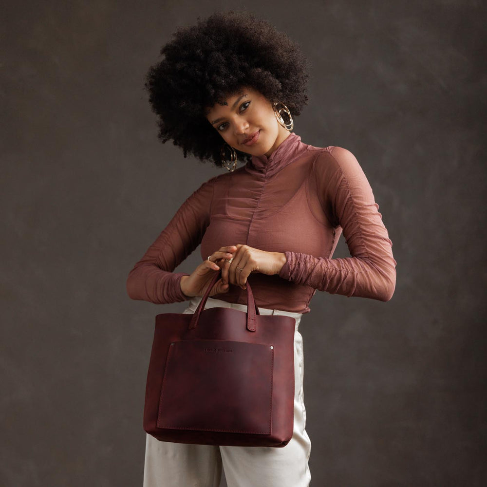Portland Medium Crossbody Tote - Merlot