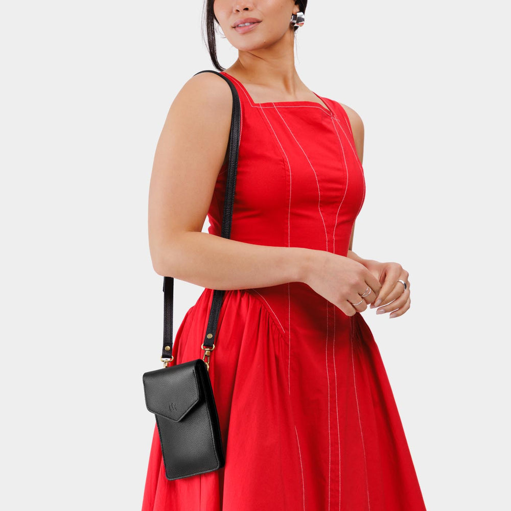 Portland Parker Phone Bag - Pebbled black