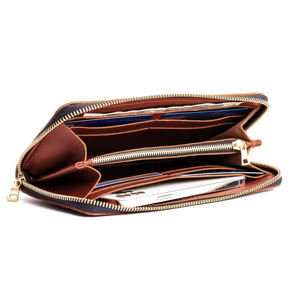 Portland Accordion Zip Wallet - Chestnut