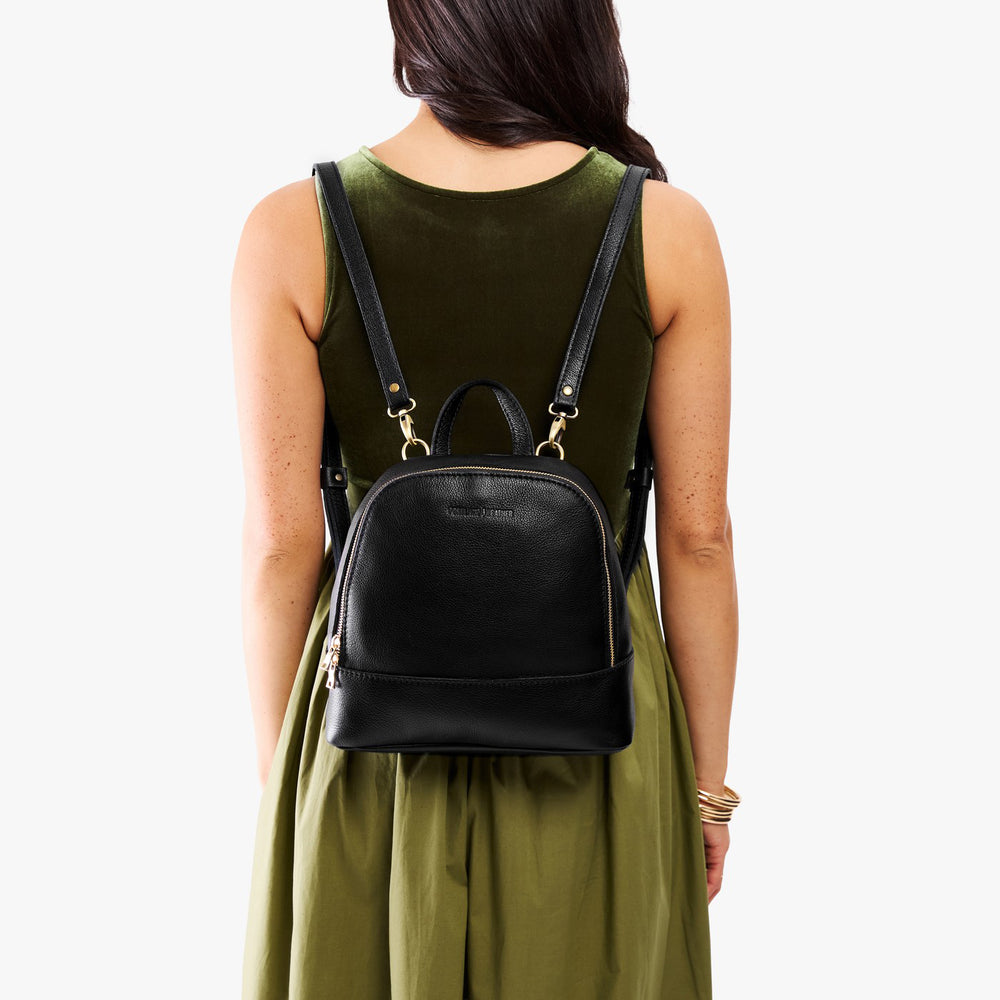 Portland Rue Convertible Backpack - Pebbled black
